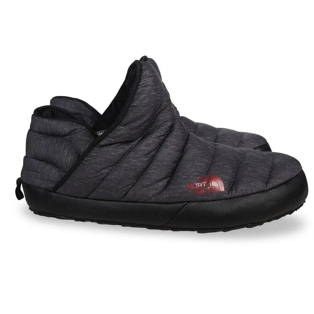 The North Face Thermoball Traction Camp Booties Mens 13 Heather Grey Red Slipper